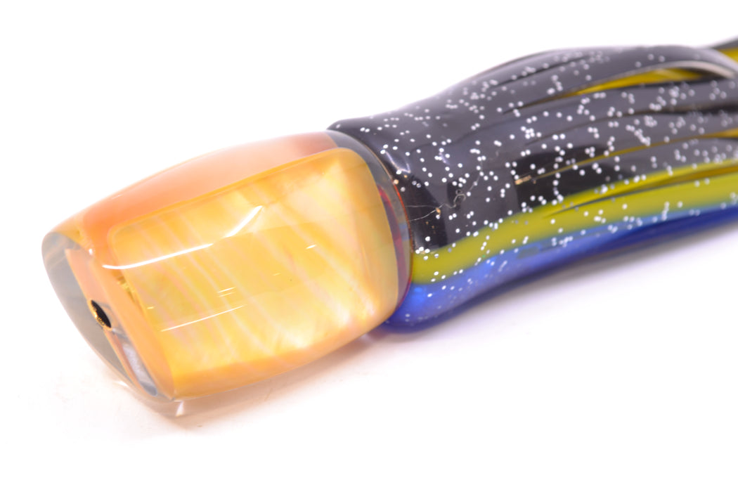 Crampton Baits Real Golden MOP Small DT 9" 4oz Skirted Black-Yellow-Blue