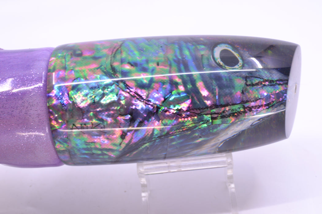 Ali'i Kai Lures Abalone Shell Fish Head Purple Back XL Plunger 16" 15.5oz FT Vinyl Purple Eclipse