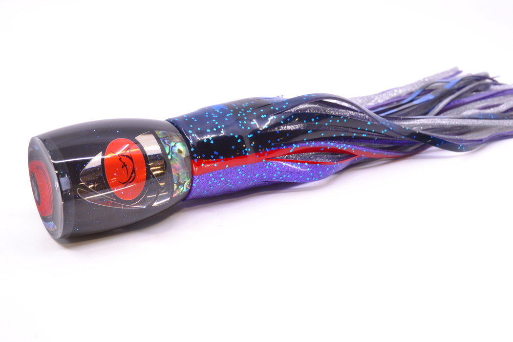 Bonze Lures Hydra Silver-Paua Fish Hercules 12" 9.6oz Skirted Black & Blue Bars-Purple