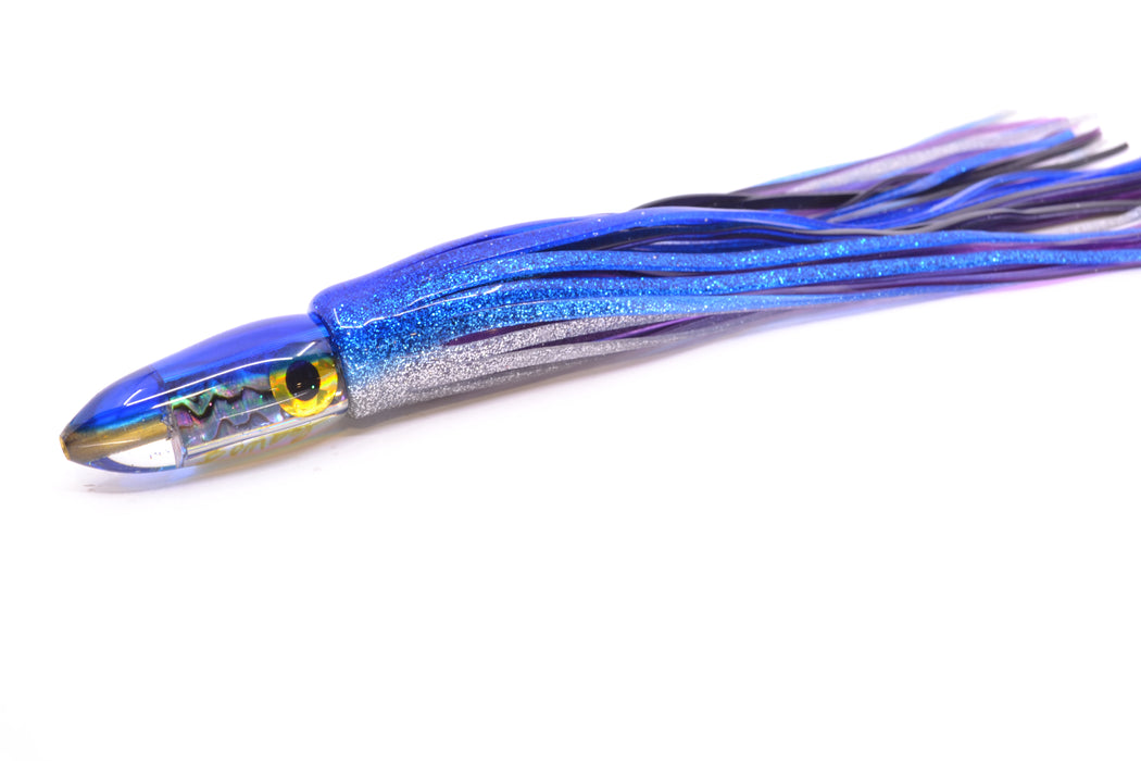Bomboy Lures Blue-Purple Abalone Blue Back Mini Bomb 5" 2oz Skirted Blue-Silver