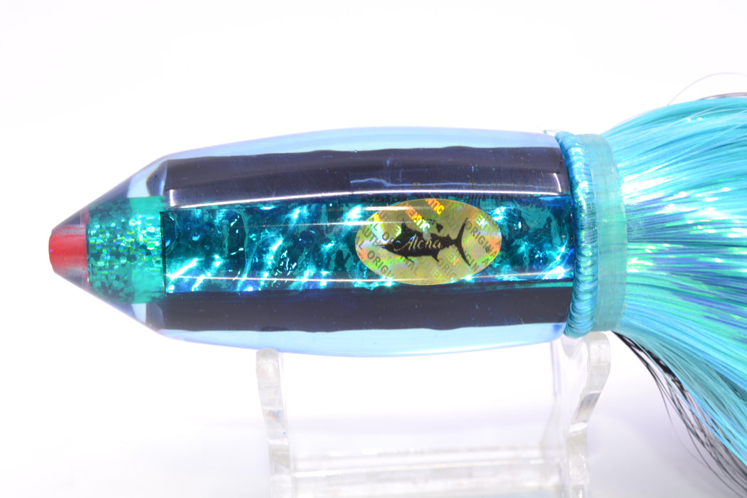 Aloha Lures Blue-Ice Blue Dichro Turquoise Rainbow Deep Six 9" 6oz Strobez Black-Ice Blue GZE