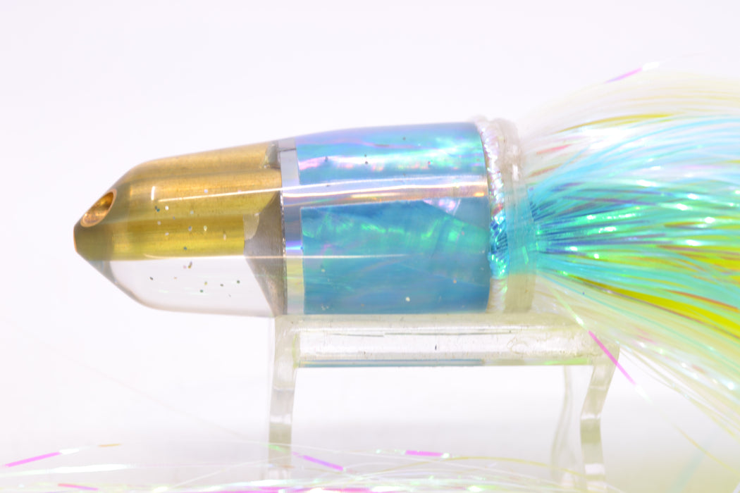 Tanigawa Lures Ice Blue MOP/Silver Rainbow 2-Hole Bullet 7" 6oz EZ Flash Feathersword