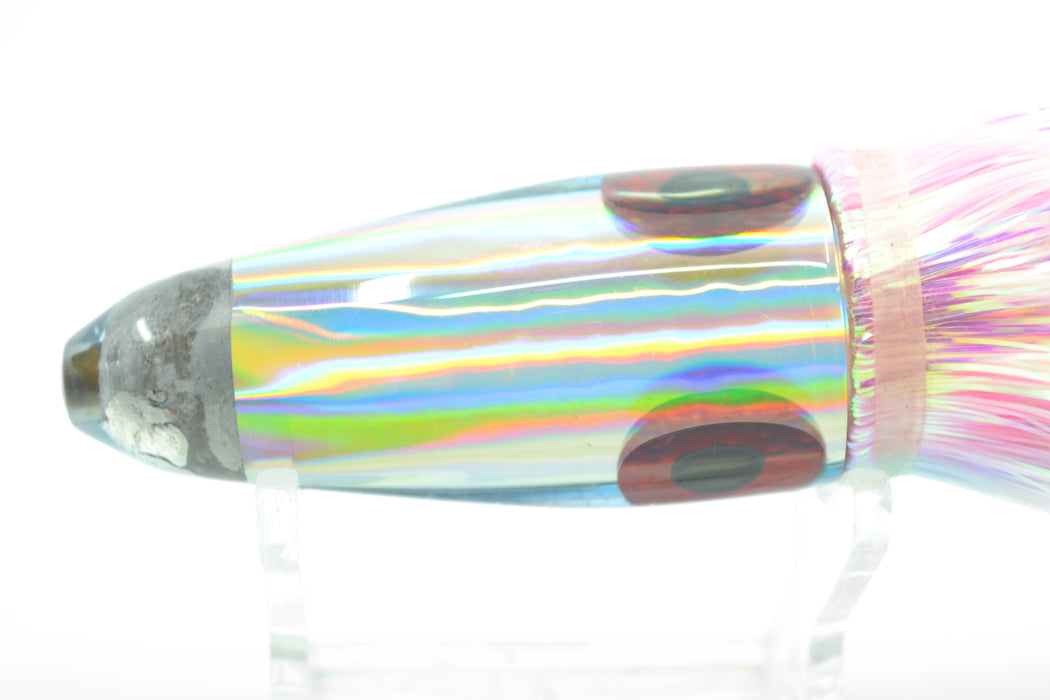 Kona Custom Lures Chrome Rainbow Ice Blue Glittered Back Bullet 9" 5.9oz Flashabou
