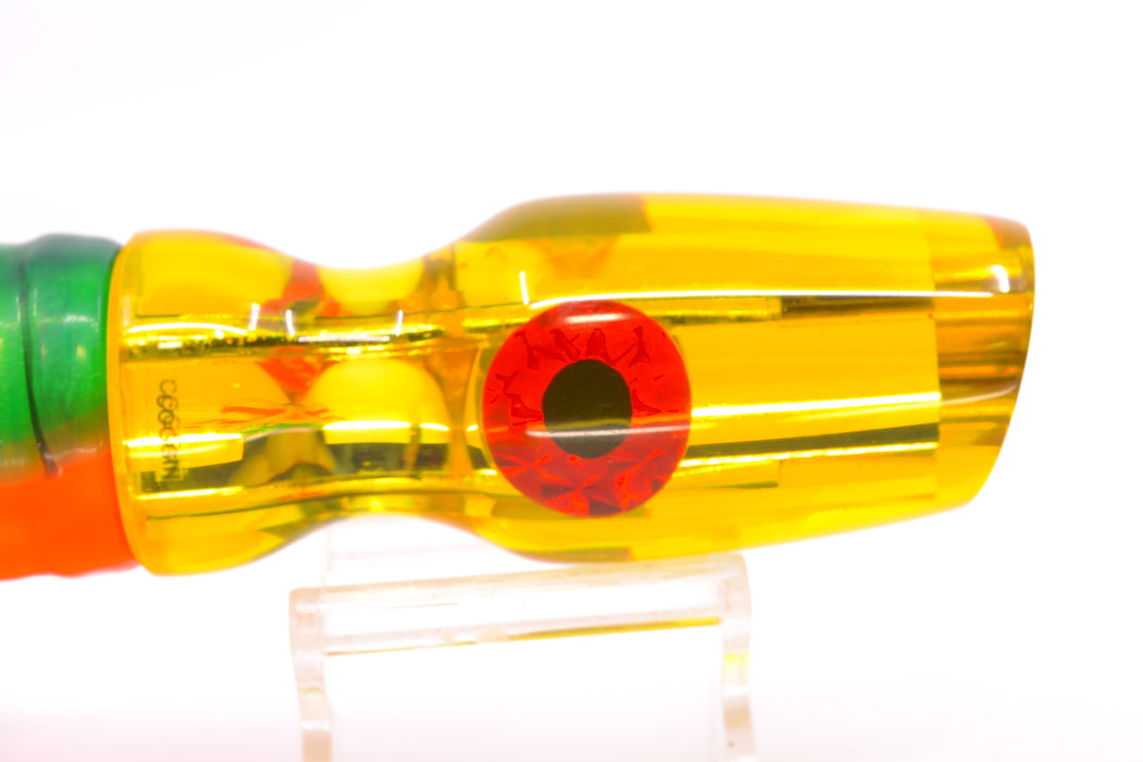 Coggin Lures Yellow Mirrored 4-Hole Bob Knob 12" 10oz Skirted Guacamaya