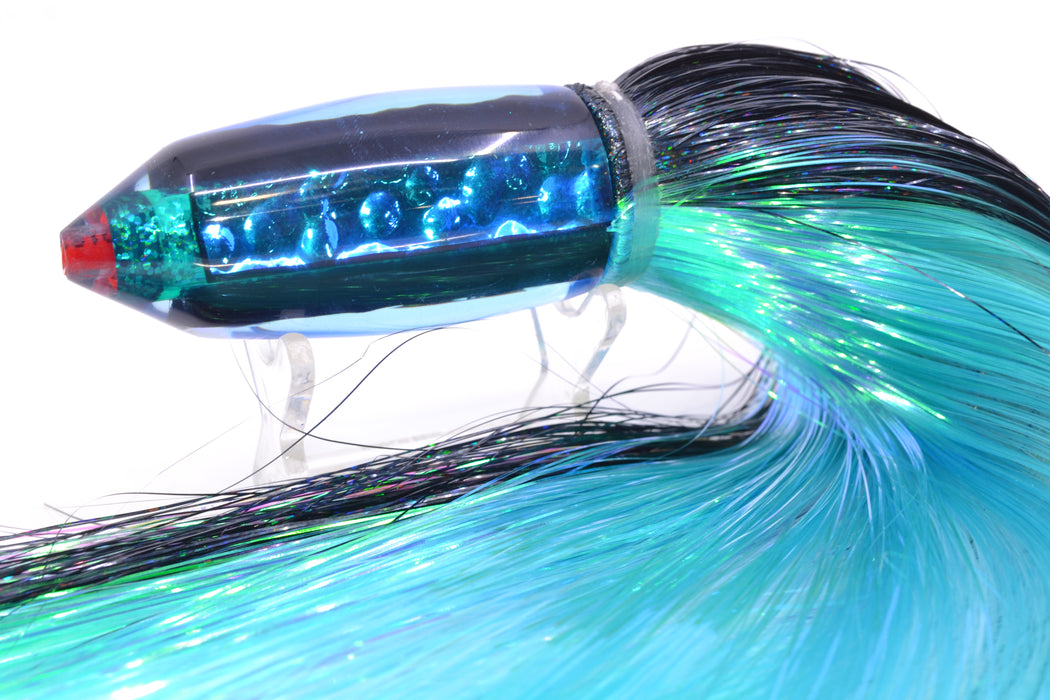 Aloha Lures Blue-Ice Blue Dichro Turquoise Rainbow Deep Six 9" 6oz Strobez Black-Ice Blue GZE