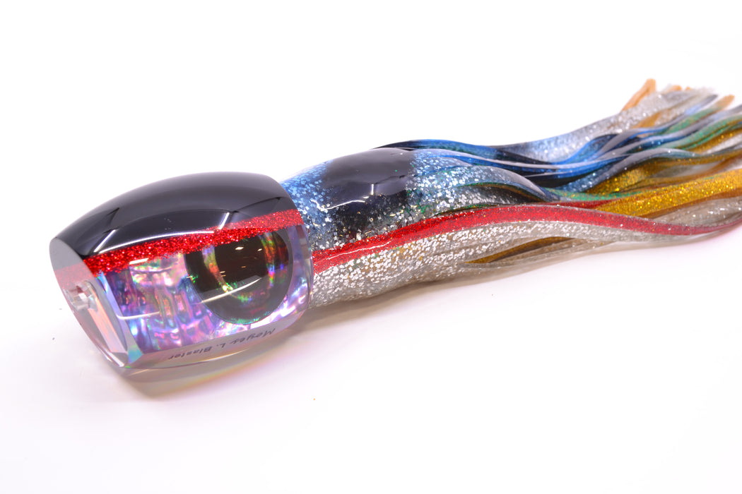 Moyes Lures Rainbow MOP Black-Red Back Large Blaster 14" 10.7oz Skirted Evil GZE