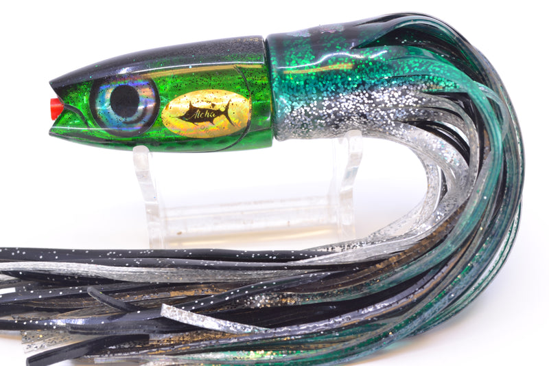Aloha Lures Green Rainbow Black Back Small Super Ninja 7" 3.5oz Skirted Green Aurora