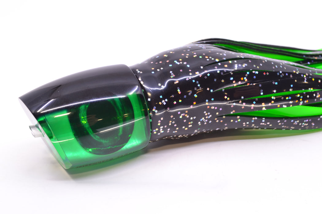 Moyes Lures Green MOP Black Back Taxi Eyes Bushmaster 12" 10oz Skirted Black/Green