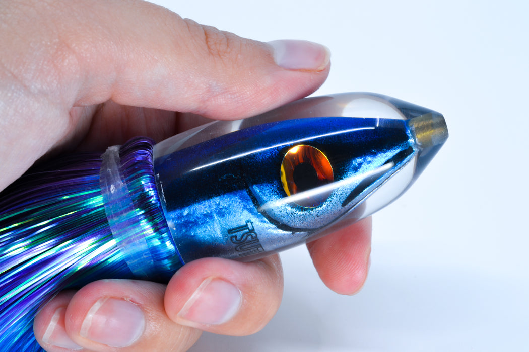Tsutomu Lures "Hardline Aku" Fish Head Pau Hana Bullet 7" 4oz Strobez Purple-Blue