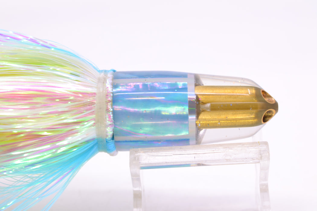 Tanigawa Lures Ice Blue MOP/Silver Rainbow 2-Hole Bullet 7" 6oz EZ Flash Feathersword