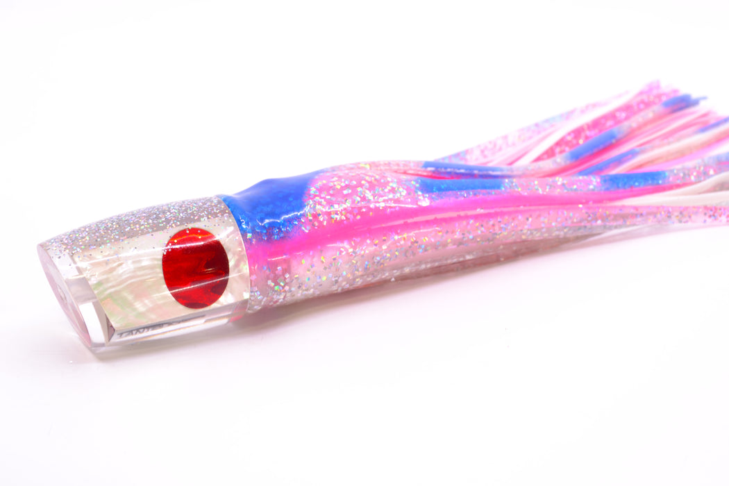 TANTRUM Lures White MOP Silver Back Red Eyes Small Bandit 7" 2.8oz Skirted Blue Bars