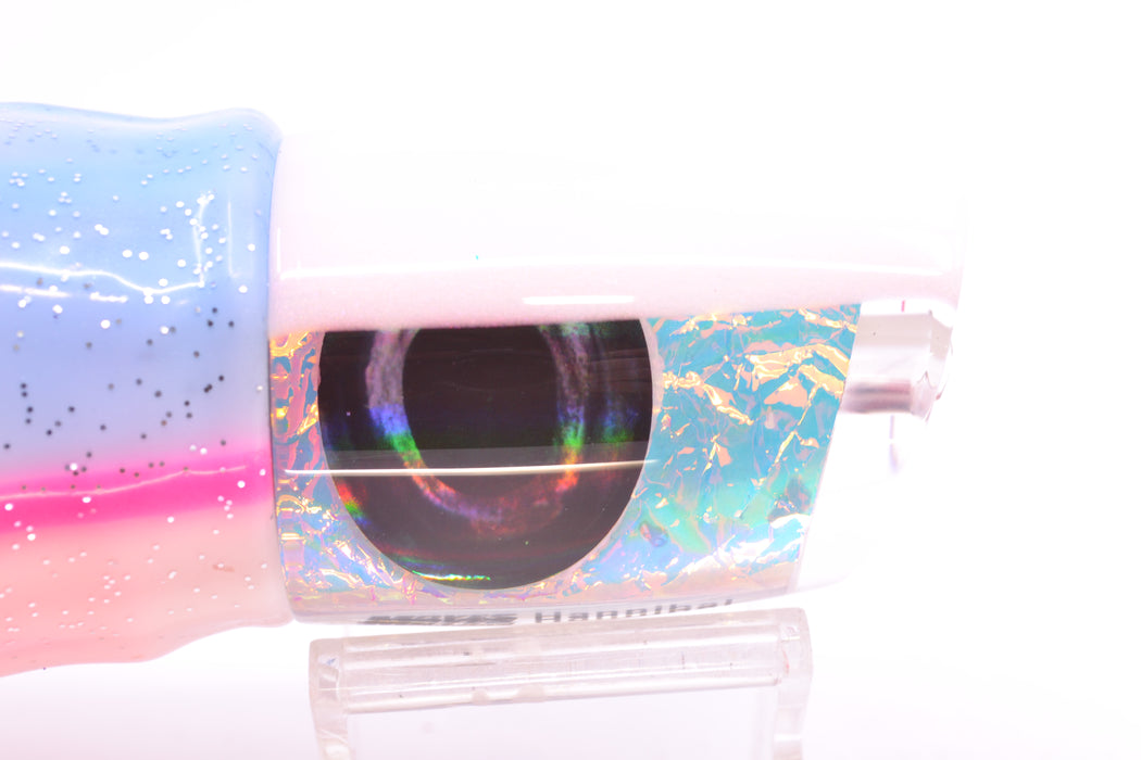 Moyes Lures Ice Rainbow Dichro Strawberry Pearl Back Hannibal 14" 9oz Skirted Blue Salmon