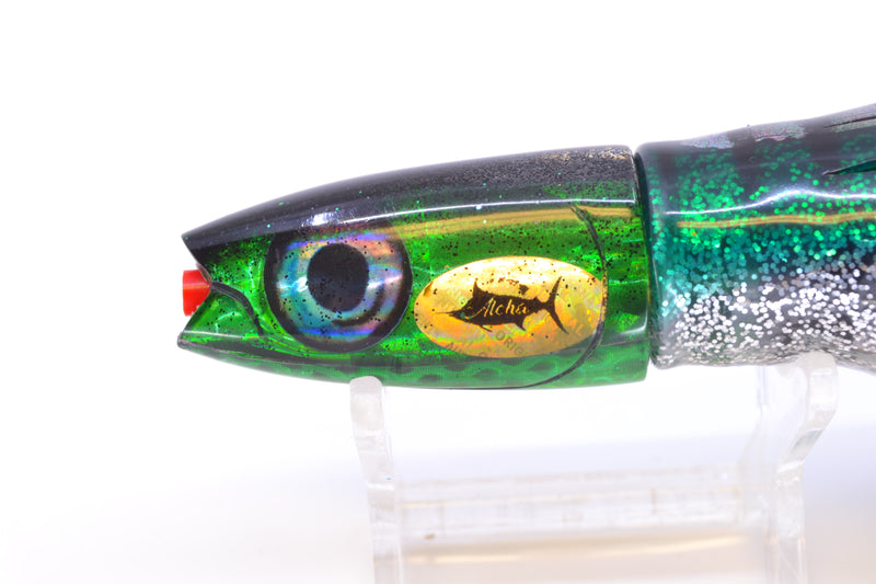 Aloha Lures Green Rainbow Black Back Small Super Ninja 7" 3.5oz Skirted Green Aurora
