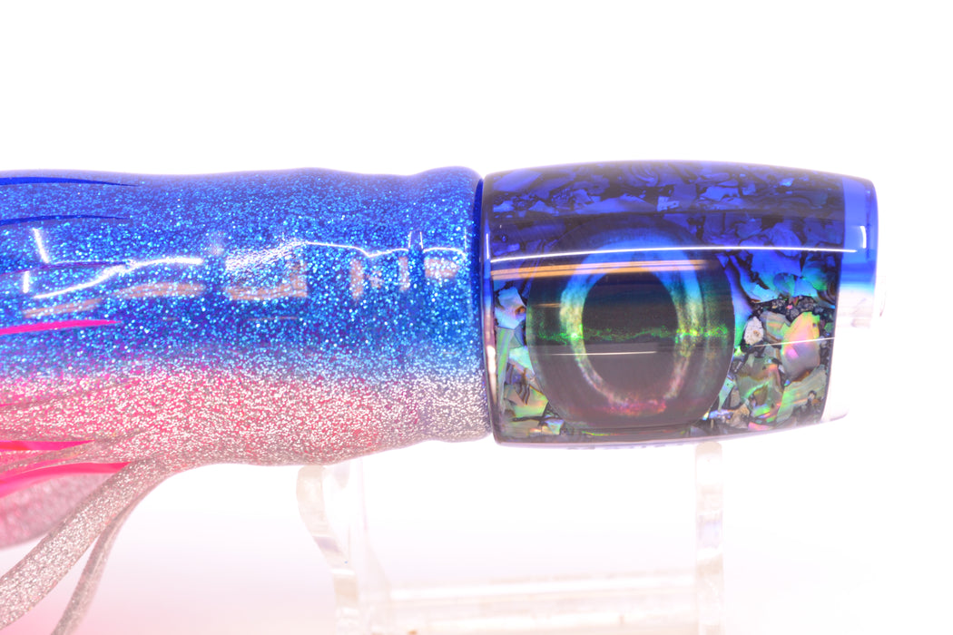 Moyes Lures S&P MOP Blue Back Taxi Eyes Kaiwi 10" 4.5oz Skirted Blue-Silver/Pink