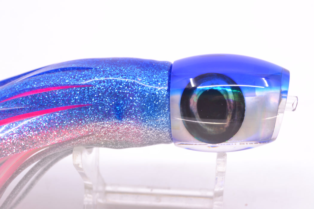 Moyes Lures White MOP Blue Back NEW Small Blaster 9" 4.5oz Skirted Blue-Silver/Pink-White