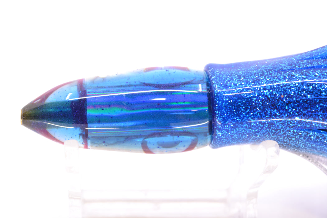 Bomboy Lures White Abalone Blue Back Black-Silver-Red Eyes Mini Bomb 5" 2oz Skirted
