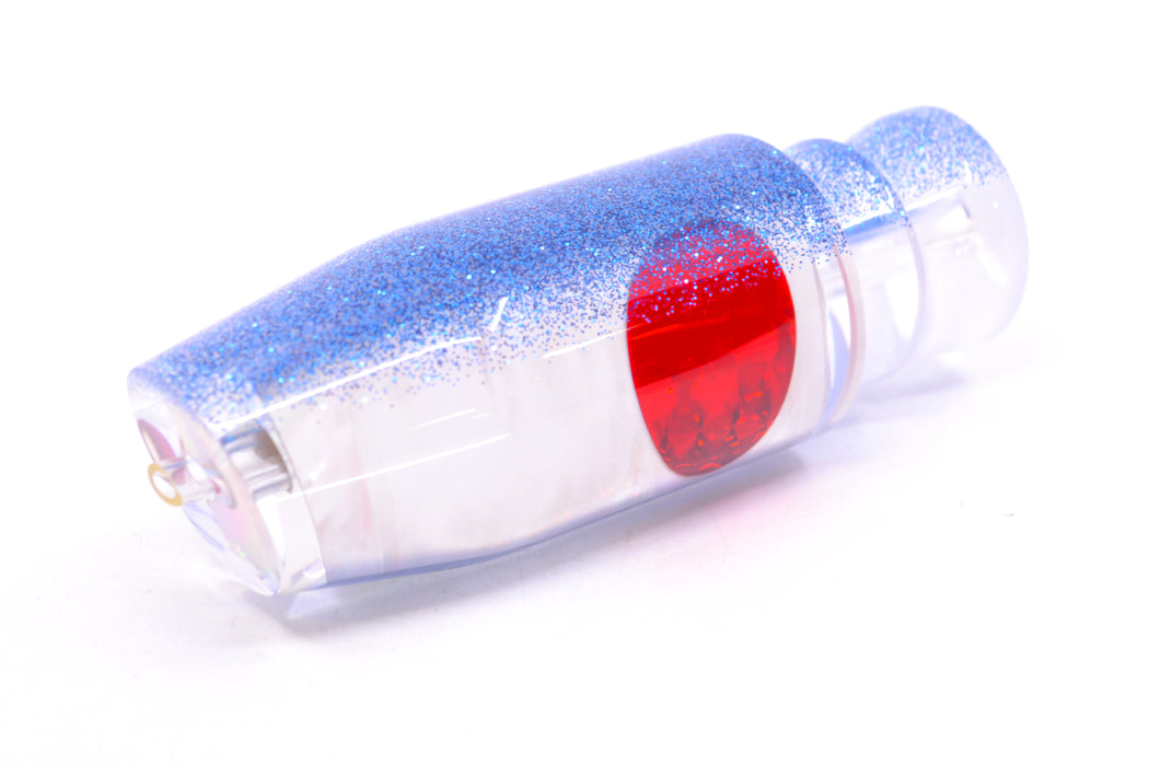 Moyes Lures White MOP Blue Glitter Back Red Eyes O.S. Plunger 12" 4.2oz GZE