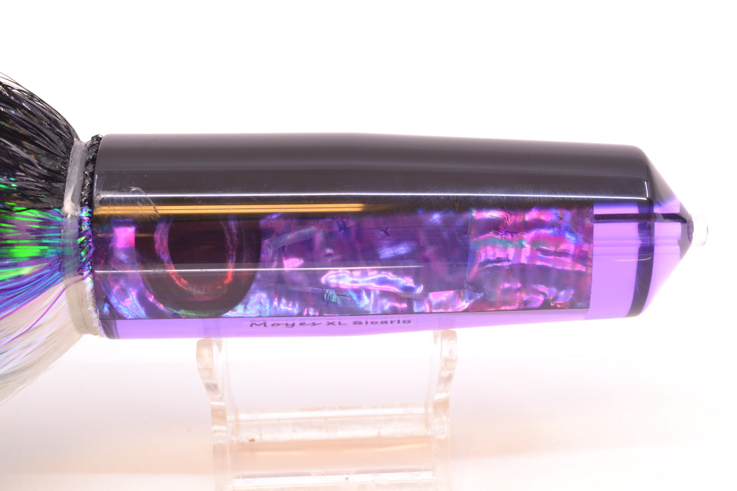 Moyes Lures Purple Rainbow MOP Black Back XL Sicario Bullet 14" 13.5oz EZ Flash Black-Purple-White