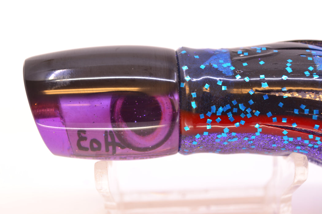 Marlin Magic Purple MOP Black Back Tiny Ruckus 7" 3oz Skirted Black & Blue Bars-Red-Purple