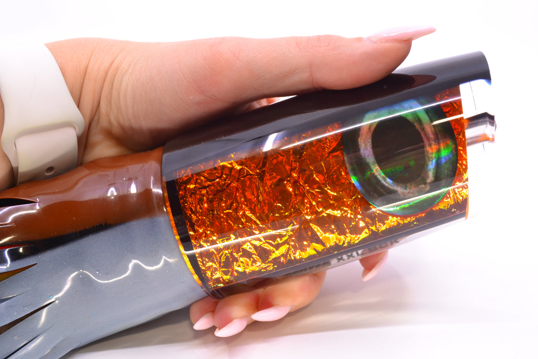 Moyes Lures Orange Dichro Black Back Taxi Eyes XXL B.C.K. Teaser 22oz Skirted