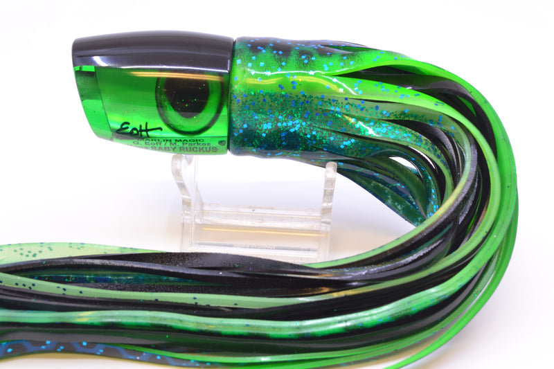 Marlin Magic Green MOP Black Back Baby Ruckus 10" 6.5oz Skirted Black Dots-Blue Dots