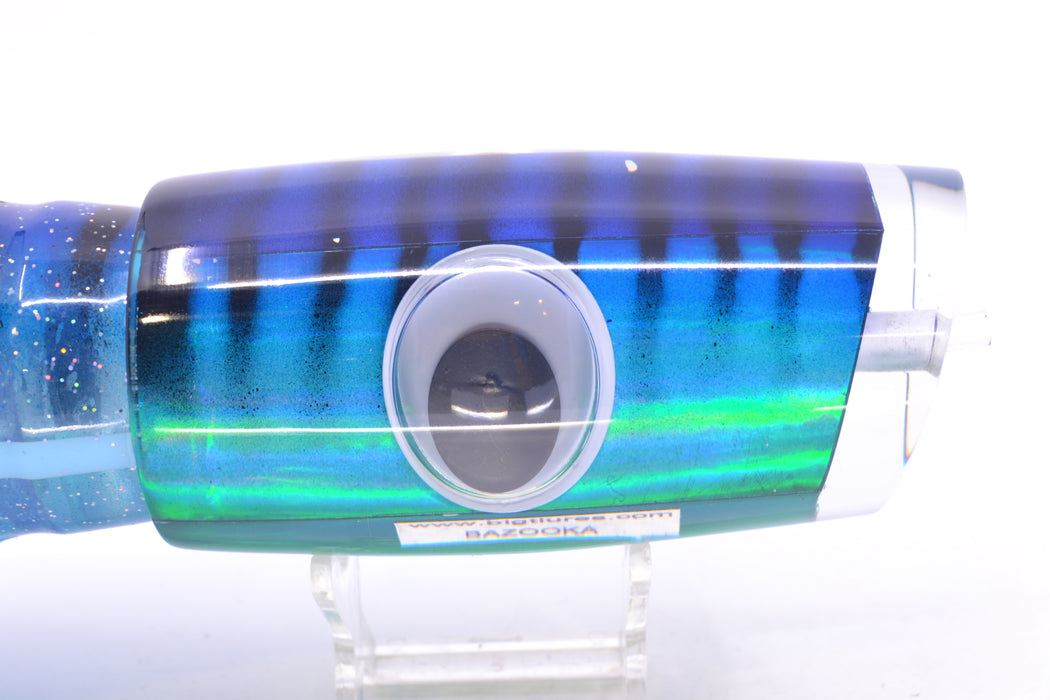 Big T Lures Blue-Teal Rainbow Pearl Black Striped Back Bazooka 16" 16.5oz Skirted GZE