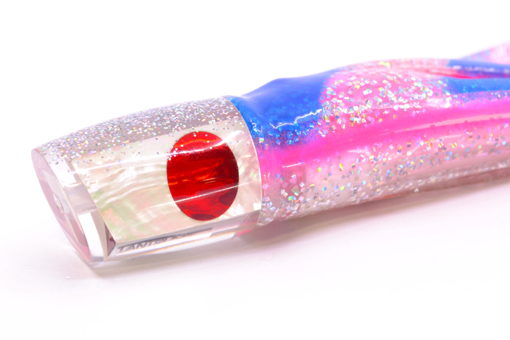 TANTRUM Lures White MOP Silver Back Red Eyes Small Bandit 7" 2.8oz Skirted Blue Bars