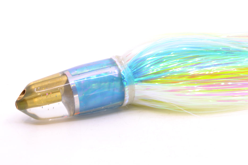 Tanigawa Lures Ice Blue MOP/Silver Rainbow 2-Hole Bullet 7" 6oz EZ Flash Feathersword