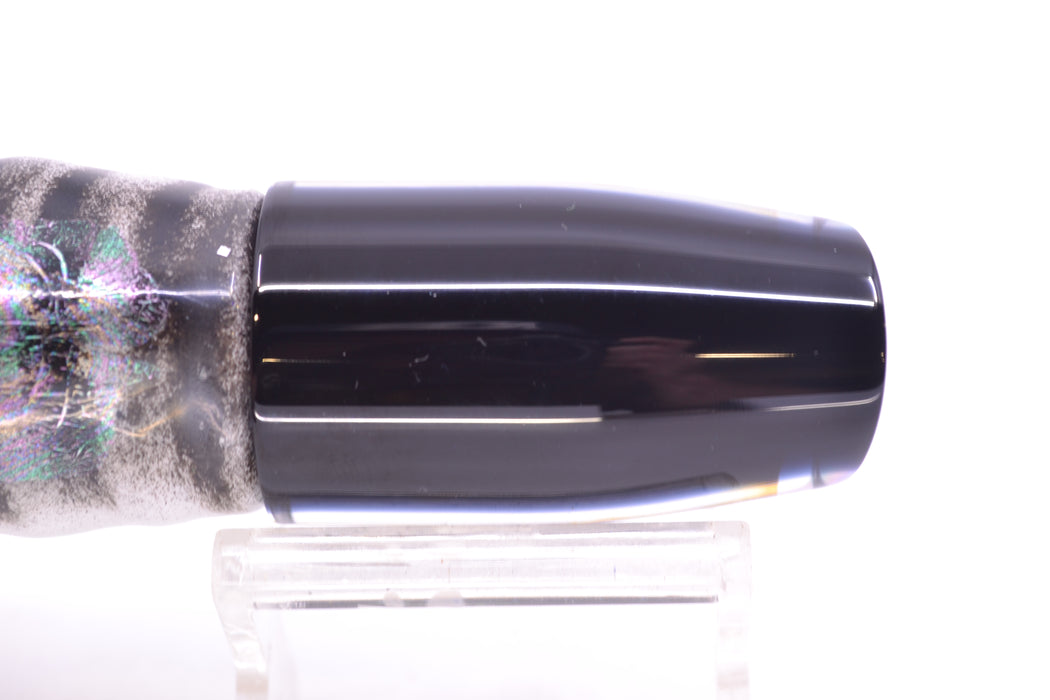 Moyes Lures Black Pearl Black Back Small Plunger 9" 5oz Skirted White Aurora-Black GZE