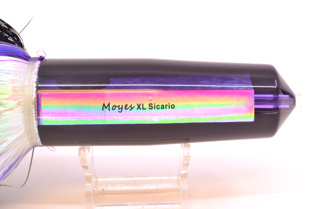 Moyes Lures Purple Rainbow MOP Black Back XL Sicario Bullet 14" 13.5oz EZ Flash Black-Purple-White