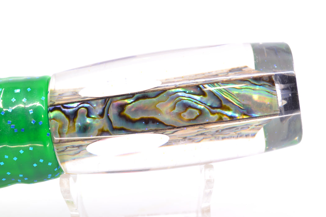 Bonze Lures Paua Shell Red Eyes Jackhammer 10" 8.5oz Skirted Green-Chartreuse