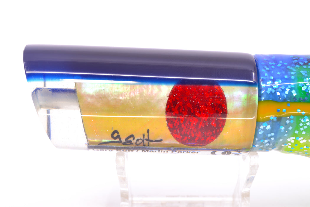 Marlin Magic Lures Golden MOP Blue Back Red Eyes Large Tube 12" 8oz Skirted GZE