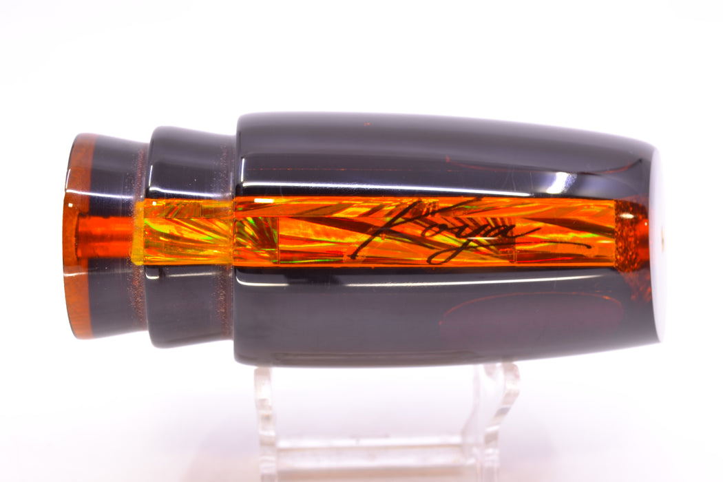 Koya Lures Amber Mirrored Black Back Red Eyes Medium Poi Dog 14" 7.5oz GZE