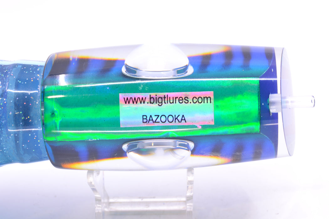 Big T Lures Blue-Teal Rainbow Pearl Black Striped Back Bazooka 16" 16.5oz Skirted GZE