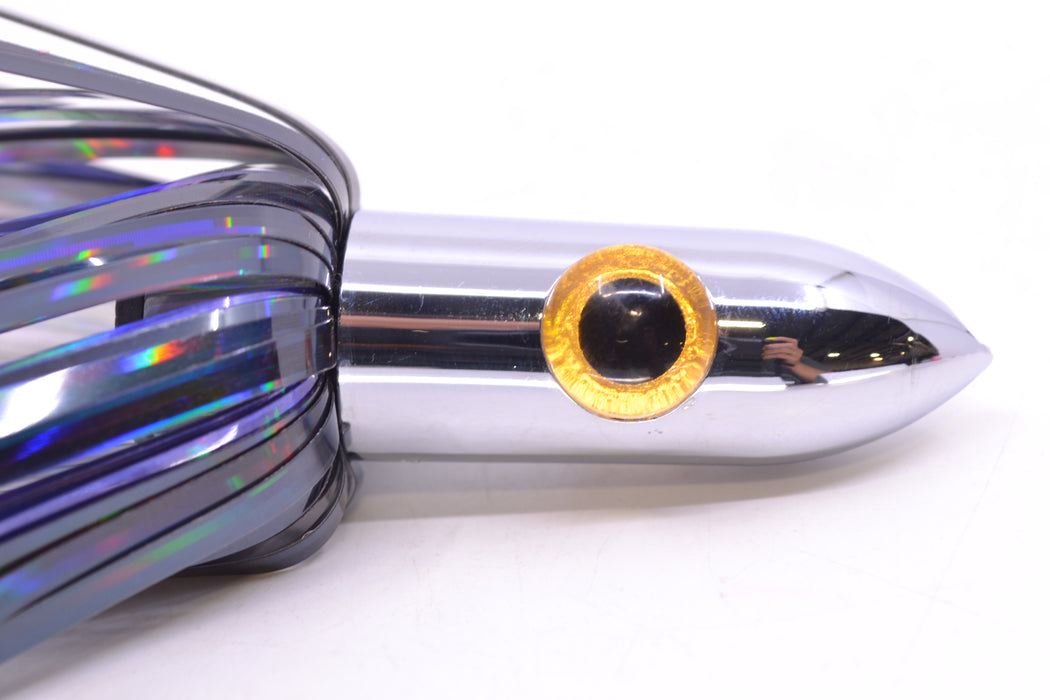 Iland Lures Black-Purple Mylar Hair Chrome Head "Hawaiian Eye" Ilander 8.5" 2.5oz IL400M-BK/PL