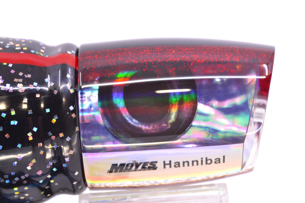 Moyes Lures Rainbow MOP Black-Red Back Taxi Eyes Hannibal 14" 9oz Skirted Black