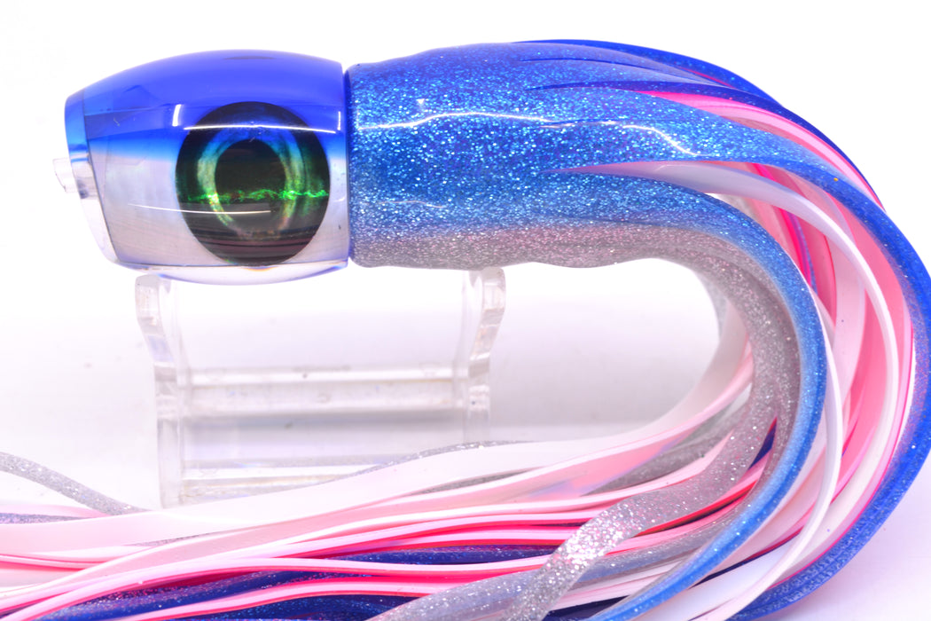 Moyes Lures White MOP Blue Back NEW Small Blaster 9" 4.5oz Skirted Blue-Silver/Pink-White