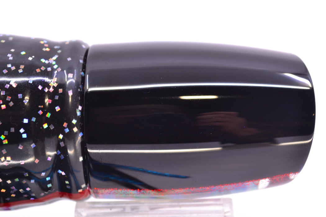 Moyes Lures Rainbow MOP Black-Red Back Taxi Eyes Hannibal 14" 9oz Skirted Black