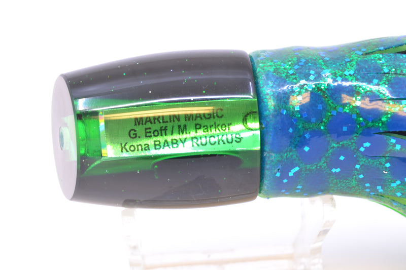Marlin Magic Green MOP Black Back Baby Ruckus 10" 6.5oz Skirted Black Dots-Blue Dots