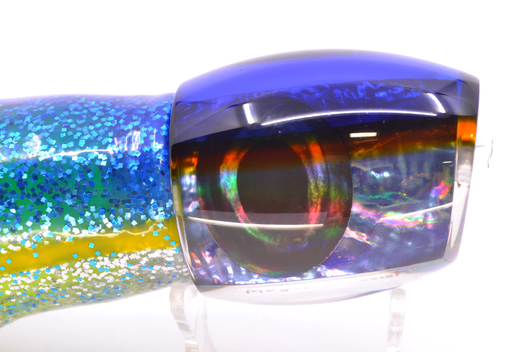 Moyes Lures Rainbow MOP Blue-Yellow Back Large Blaster 14" 10.7oz Skirted Blue-Silver GZE