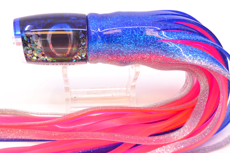 Moyes Lures S&P MOP Blue Back Taxi Eyes Kaiwi 10" 4.5oz Skirted Blue-Silver/Pink