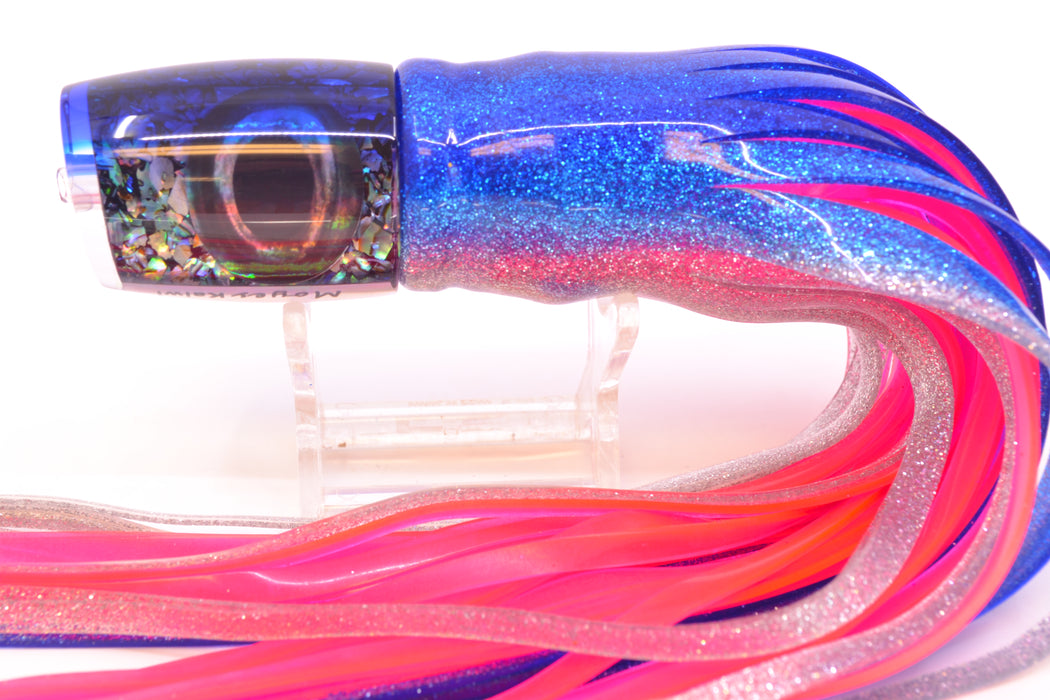 Moyes Lures S&P MOP Blue Back Taxi Eyes Kaiwi 10" 4.5oz Skirted Blue-Silver/Pink
