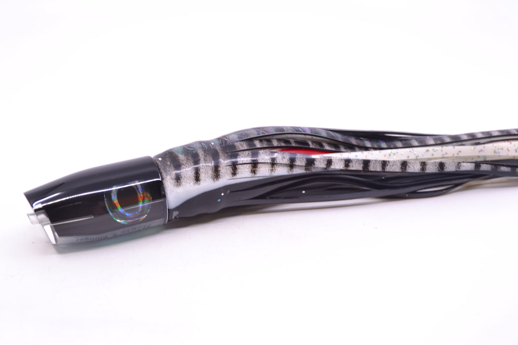Moyes Lures Black Pearl Black Back Small Plunger 9" 5oz Skirted White Aurora-Black GZE