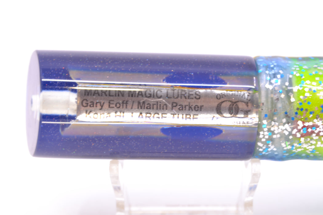 Marlin Magic Lures Golden MOP Blue Back Red Eyes Large Tube 12" 8oz Skirted GZE