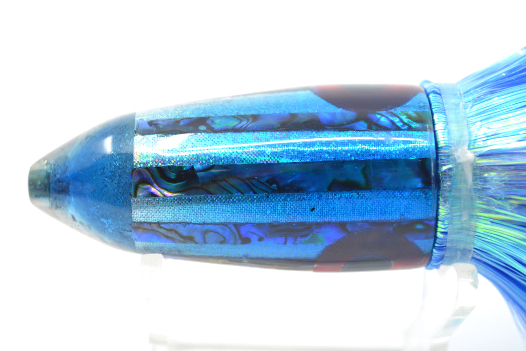 Kona Custom Lures Paua Shell-Rainbow Blue Back Bullet 9" 7.5oz Flashabou