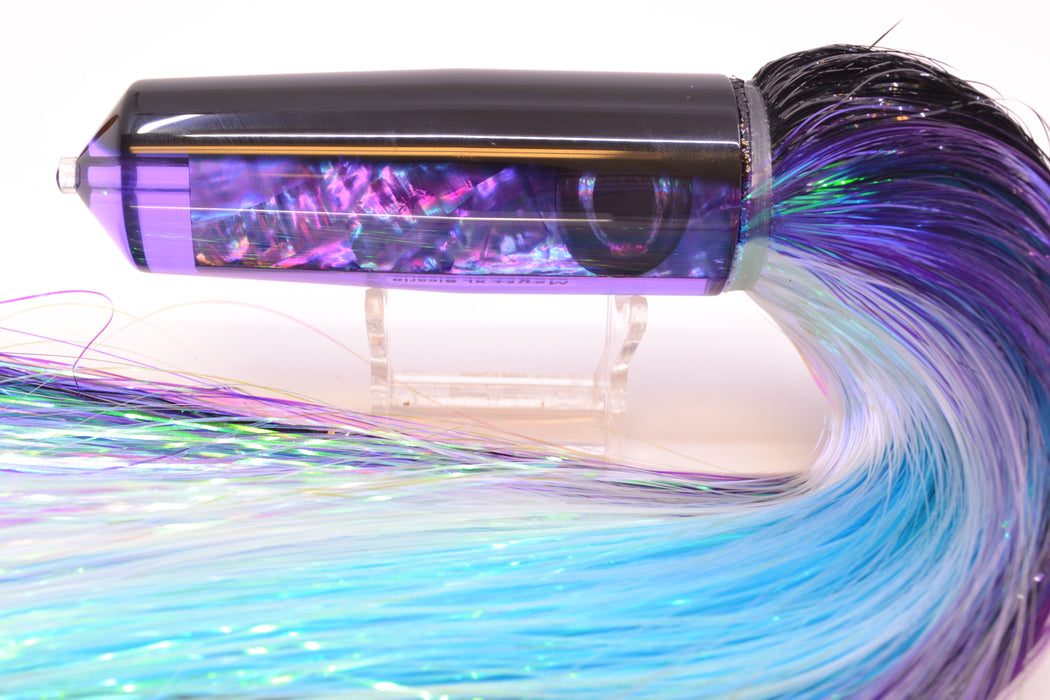 Moyes Lures Purple Rainbow MOP Black Back XL Sicario Bullet 14" 13.5oz EZ Flash Black-Purple-White