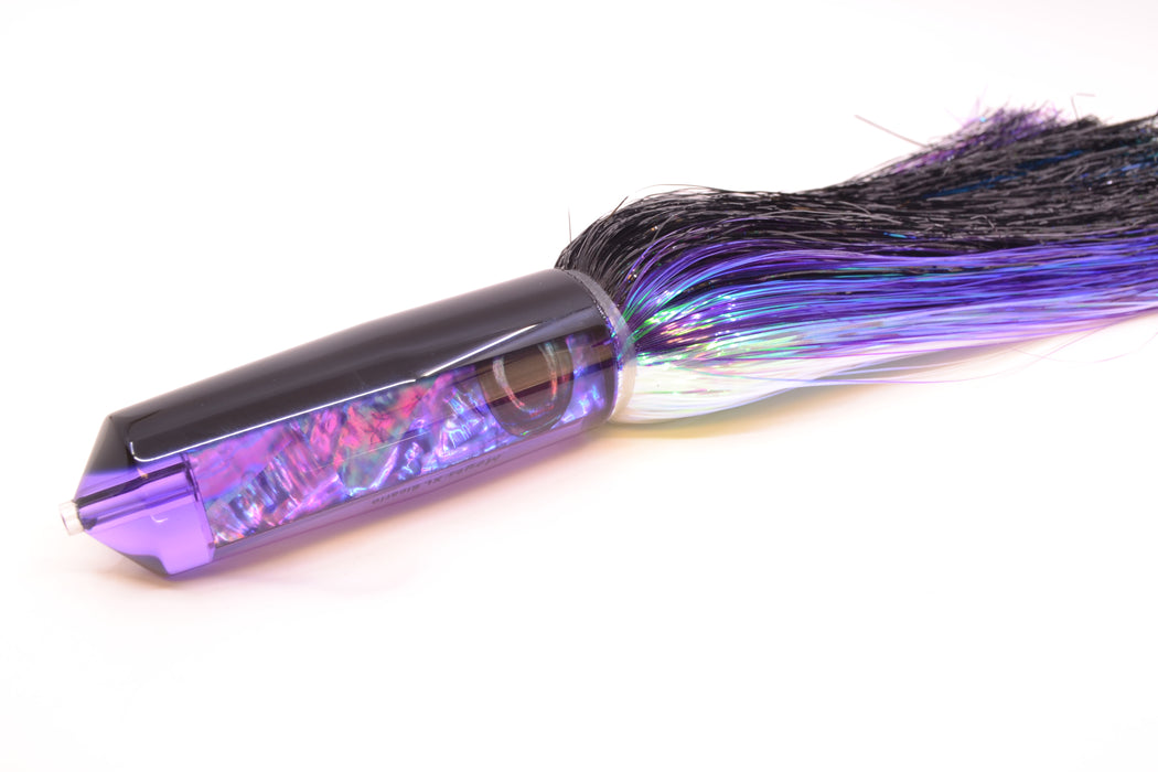 Moyes Lures Purple Rainbow MOP Black Back XL Sicario Bullet 14" 13.5oz EZ Flash Black-Purple-White