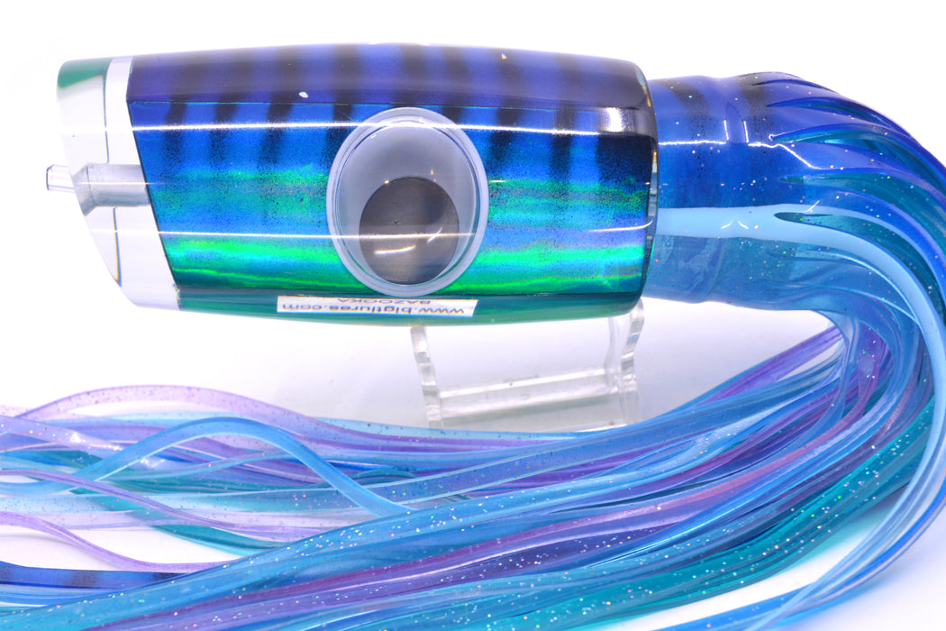 Big T Lures Blue-Teal Rainbow Pearl Black Striped Back Bazooka 16" 16.5oz Skirted GZE