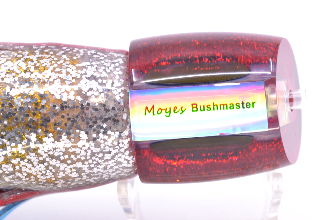 Moyes Lures Rainbow MOP Black-Red Back Taxi Eyes Bushmaster 12" 10oz Skirted Evil