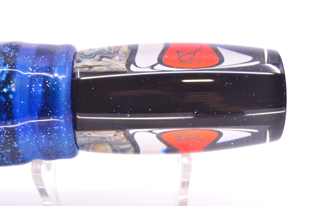 Bonze Lures Hydra Silver-Paua Fish Red Eyes BTK 10" 7oz Skirted Purple-Blue/Black